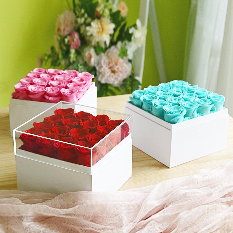 Preserved Roses Decorative Valentines Day Gift Stabilized Immortal Infinity Forever Preserved Flowers In Square Box