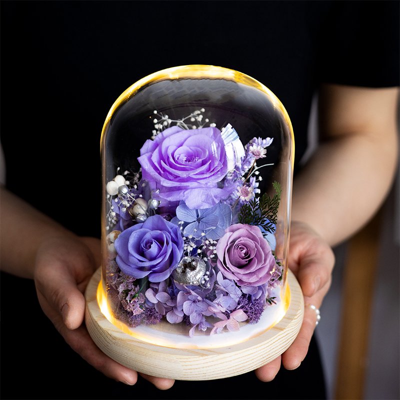 Wholesale LED Atmosphere Light Preserved Flower Ornaments for Birthday Gift Wedding Decoration flowers Anniversary Gift