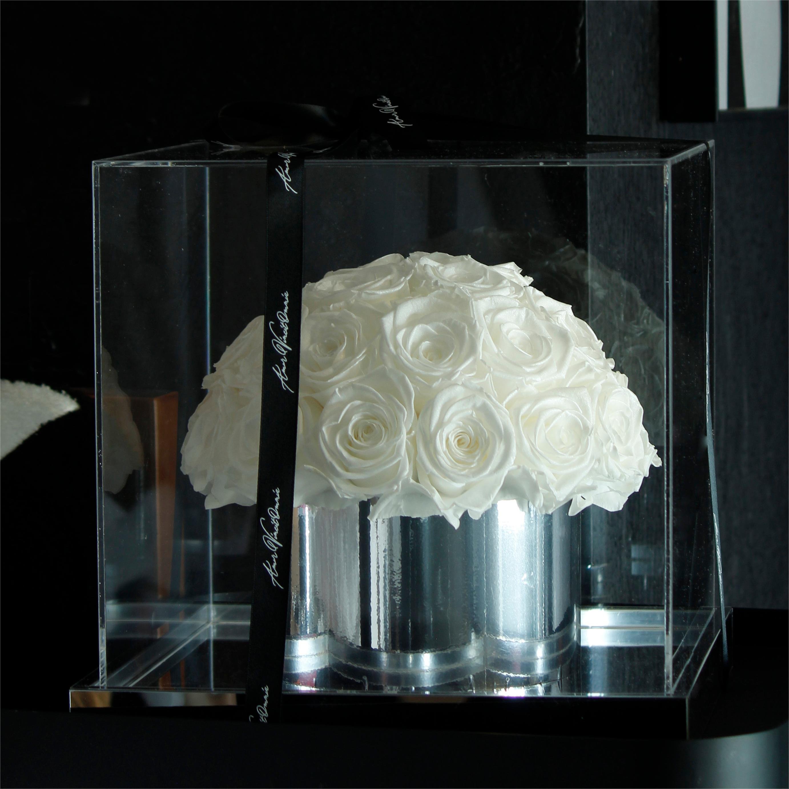 Lovebay Factory wholesale Long Life Lasting Real Natural Everlasting Immortal Forever Eternal Preserved Roses in Acrylic Box