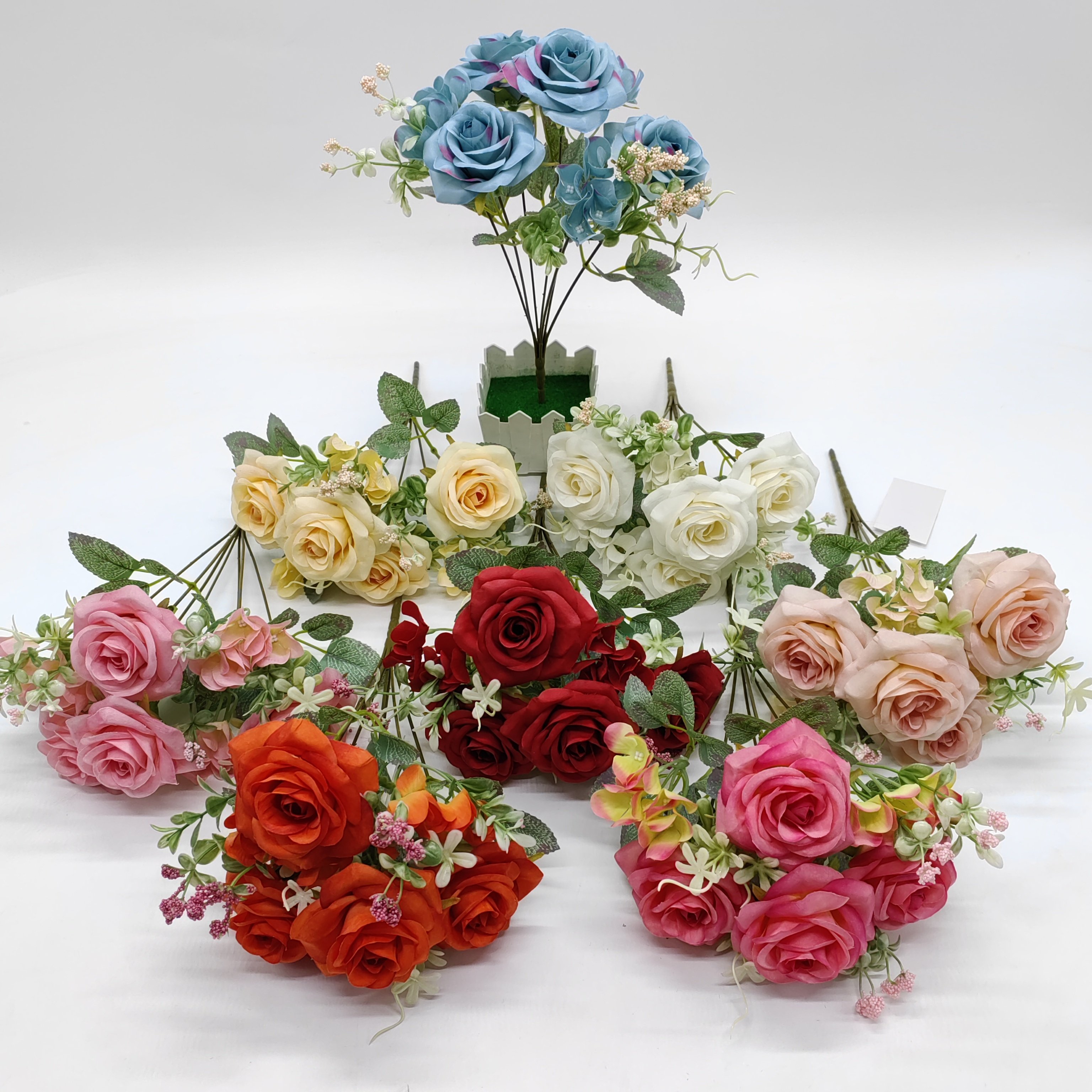 QIDA YL24111 7-Head Artificial Potted Flowers for Wedding Christmas Mother's Day & Valentine's Day Hot Sale 1465145