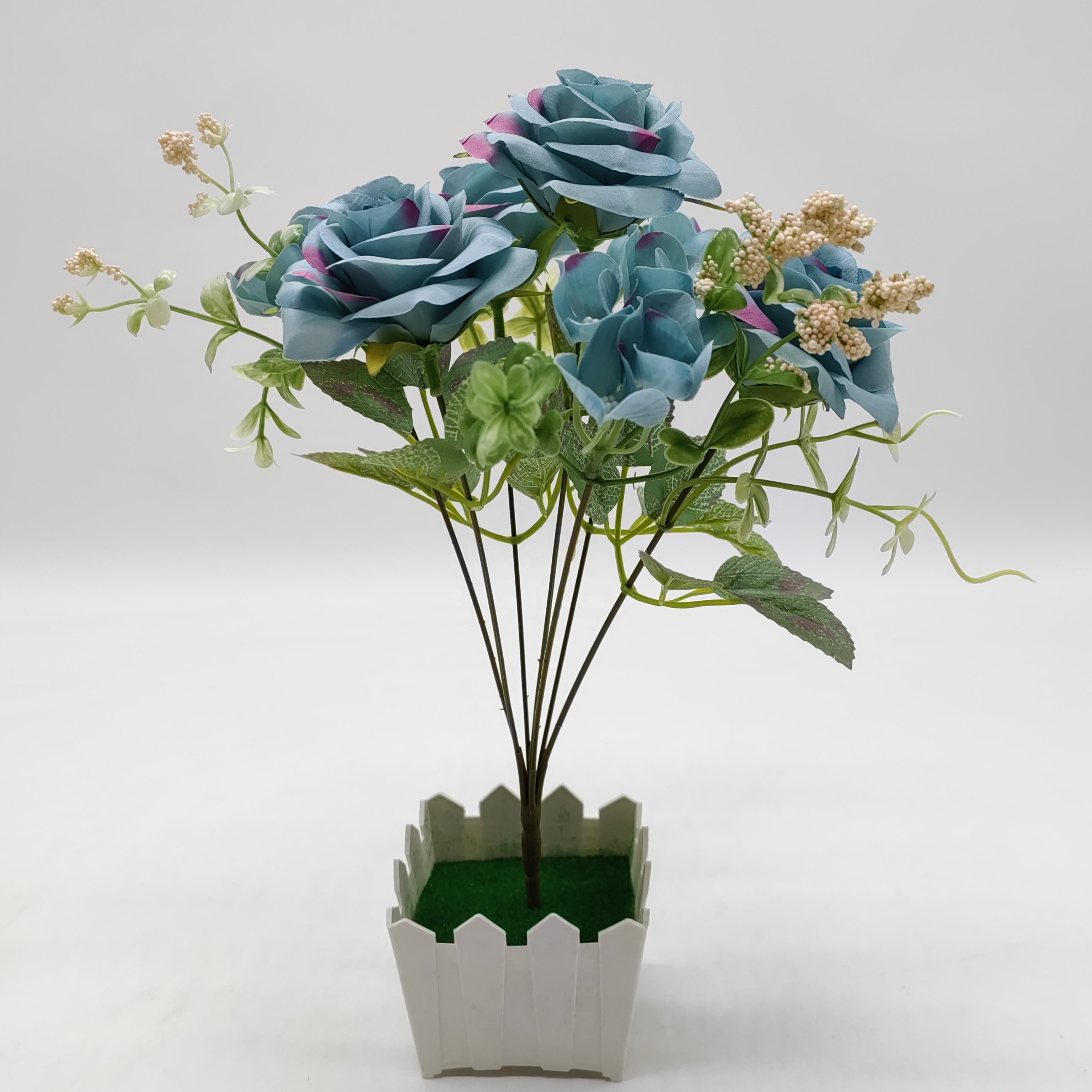 QIDA YL24111 7-Head Artificial Potted Flowers for Wedding Christmas Mother's Day & Valentine's Day Hot Sale 1465145