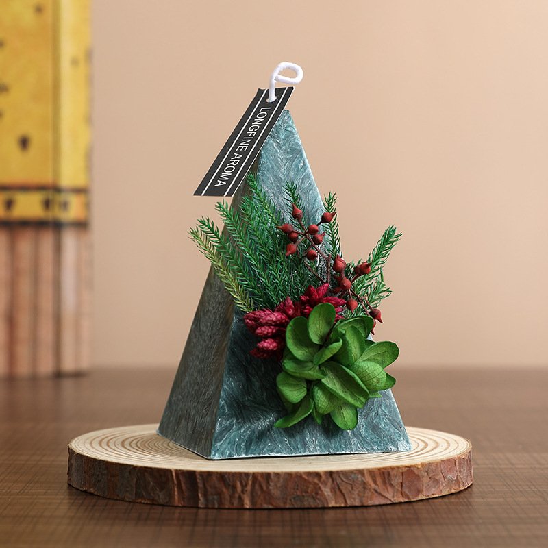 Creative Scented Candle Fancy Preserved Flower Green Decorative Friendly Triangle Scented Candles