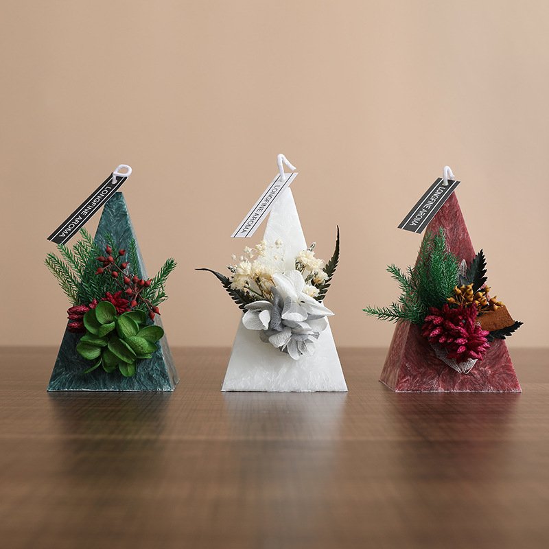 Creative Scented Candle Fancy Preserved Flower Green Decorative Friendly Triangle Scented Candles