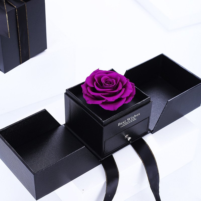 Single Rose 100 Languages Necklace Rose Preserved Flowers With Jewelry Box Handmade Eternal Rose Jewelry Box