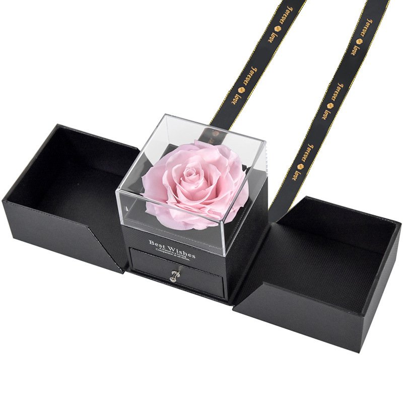 Single Rose 100 Languages Necklace Rose Preserved Flowers With Jewelry Box Handmade Eternal Rose Jewelry Box
