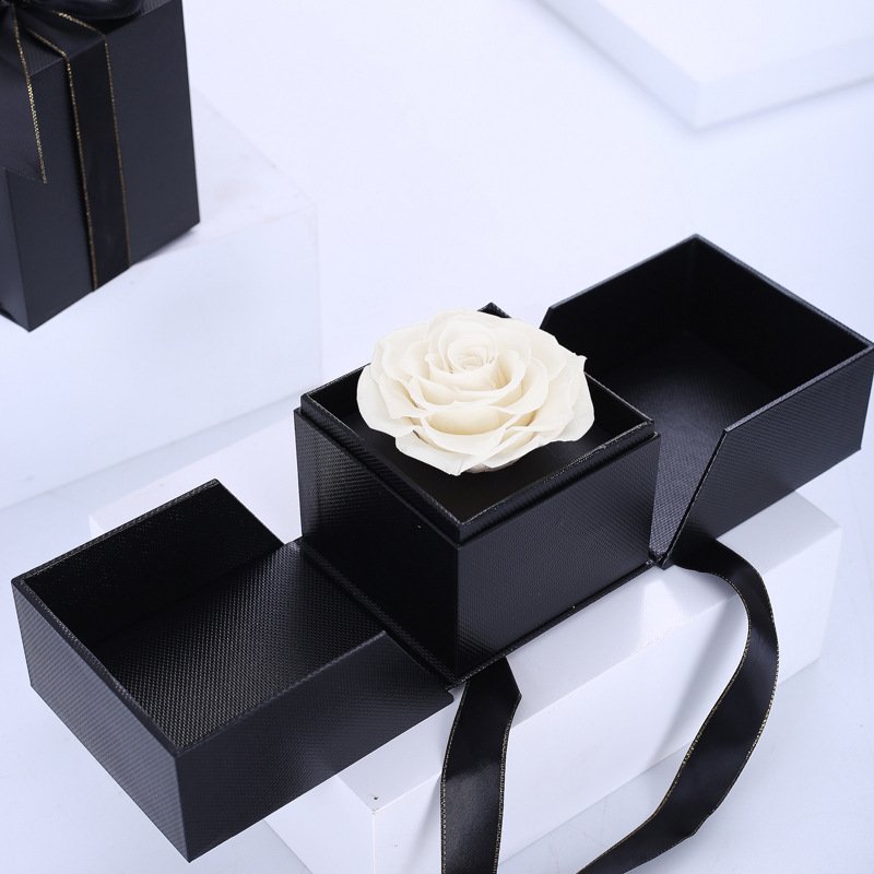Single Rose 100 Languages Necklace Rose Preserved Flowers With Jewelry Box Handmade Eternal Rose Jewelry Box
