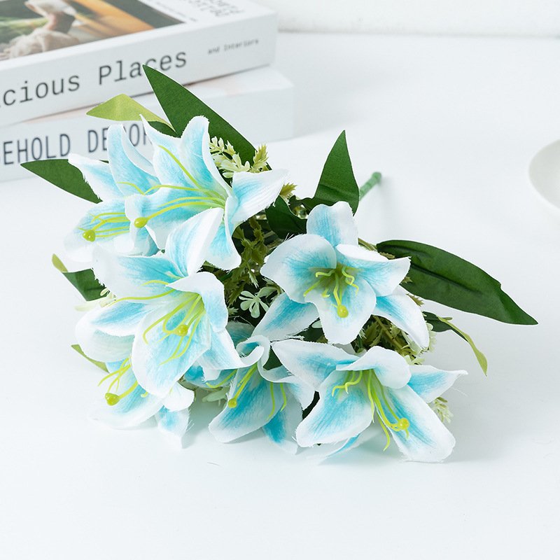 2024 Hot Selling New Products Real Touch Red Lily Silk Flower Lily Bouquet Wedding Home Party Event Stage Decoration Supplies