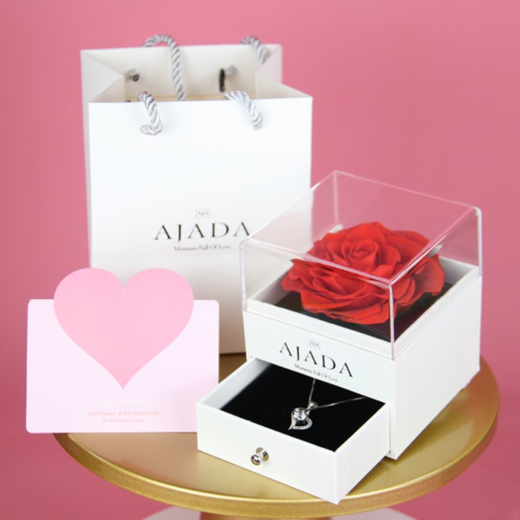 YS-001 Wholesale Wedding Supplies Mothers Day Gift Set Decorative Flowers Preserved Roses In Acrylic Box