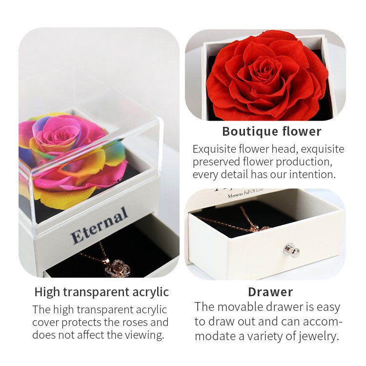 YS-001 Wholesale Wedding Supplies Mothers Day Gift Set Decorative Flowers Preserved Roses In Acrylic Box