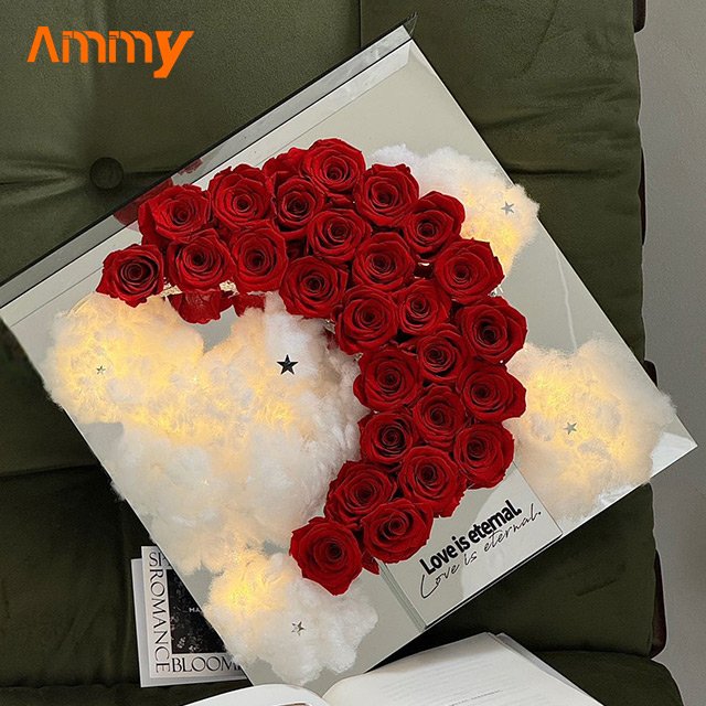 AM-PFE71 Ammy immortal flowers Eternal roses moon Acrylic Flowers Box preserver flower in box Mother's Day Gifts