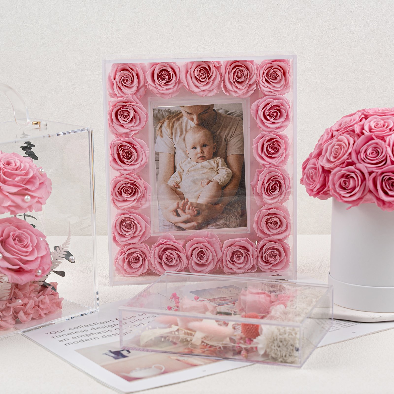 New Product Ideas 2024 Fiori Stabilizzati Touch Long Last Red Rose Valentine Day Gifts Frame Stabilized Preserved Eternal Flower
