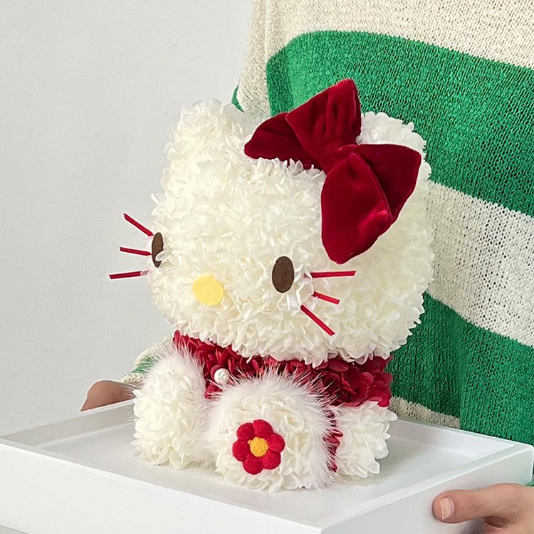 Handmade Preserved roses Hello Kitty in Acrylic Box gift box for Christmas Gifts Valentine's Day Gifts