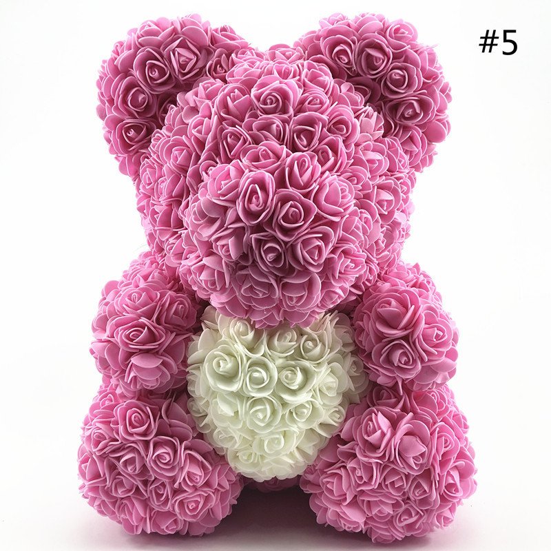 Teddy Bears With Box Flower 40Cm 25Cm Roses Valentines Foam Heart Red Gift Gifts Artificial Mini Preserved Valentine Rose Bear