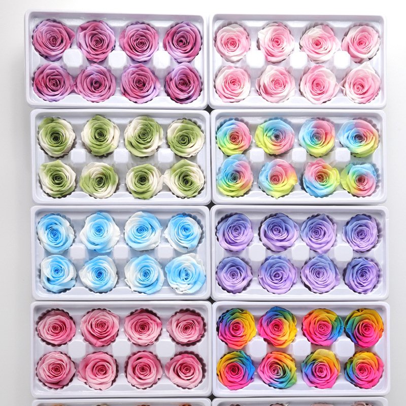preserved dusty pink rose promotional oem stem preserv rose high quality rainbow preserved rose heads