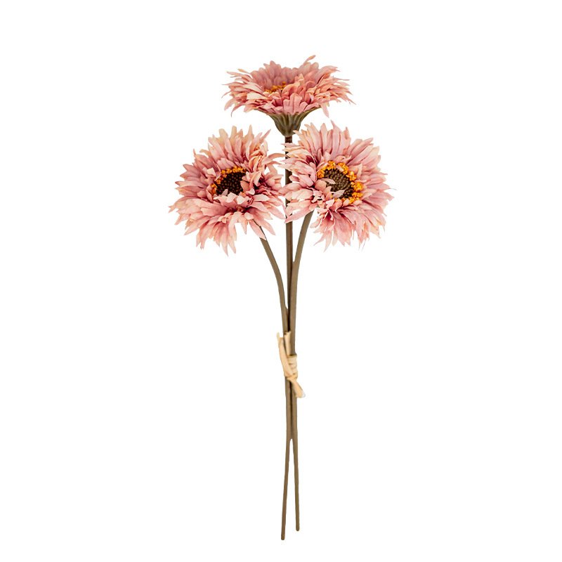 Floral Arrangement Decorative Korean Style Silk African Daisy Flower Artificial Brushed Gerbera Chrysanthemum Bouquet