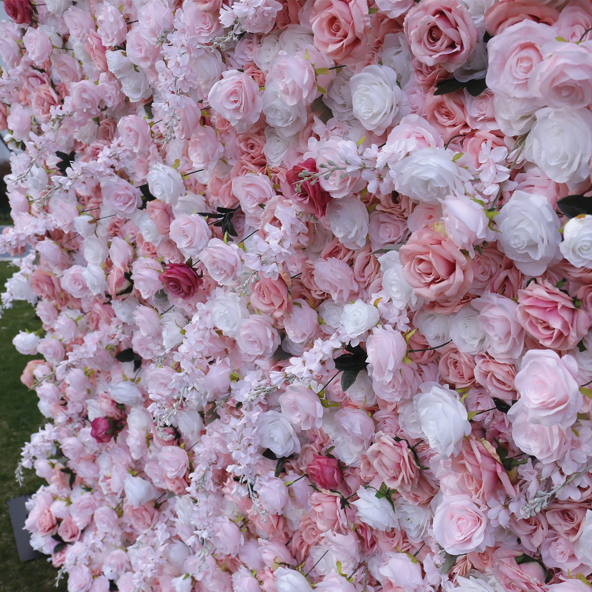 Luxury 8*8ft Simulated Flowers Wedding Decor 5D Roll Curtain Artificial Silk Rose Red Pink Flower Wall Christmas Graduation
