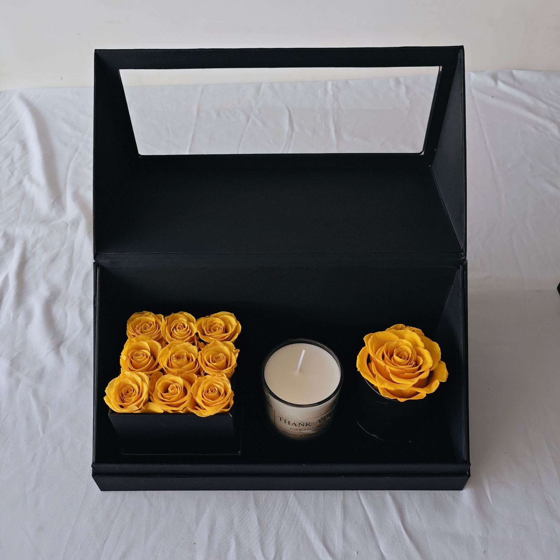 Romantic luxury timeless rose scented candle sets preserve rose gifts for home decor for the Festivals