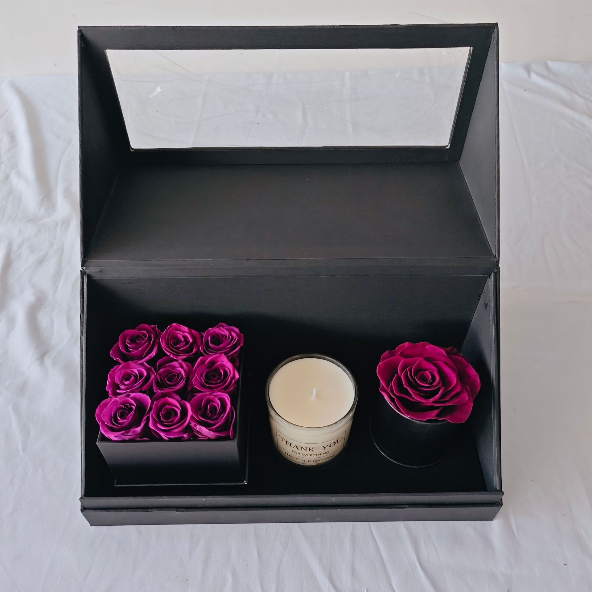 Romantic luxury timeless rose scented candle sets preserve rose gifts for home decor for the Festivals