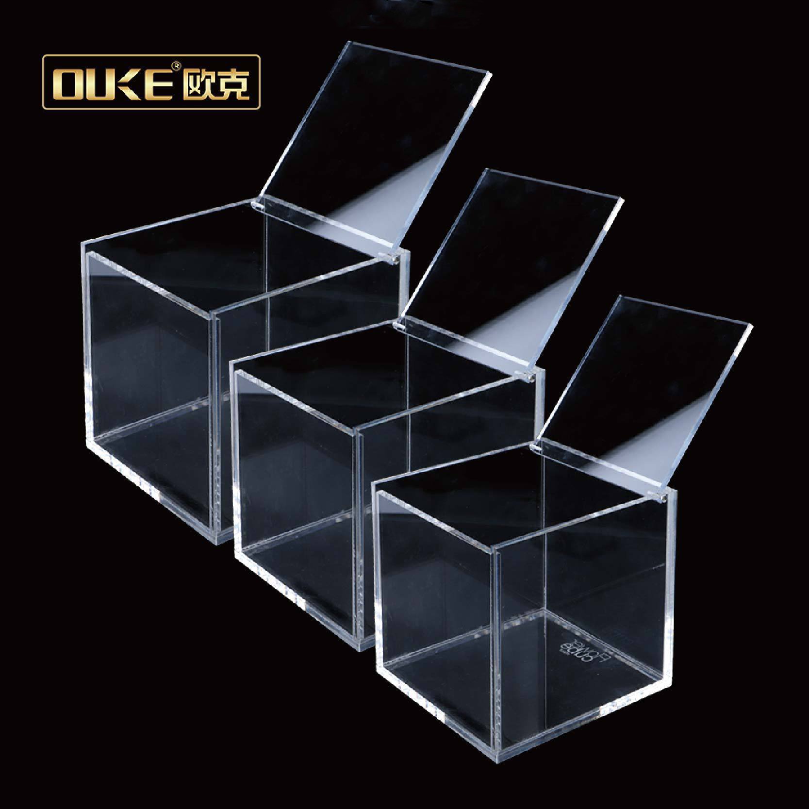 Custom different size Square clear small cube acrylic preserved flower storage display box with lid acrylic shadow box