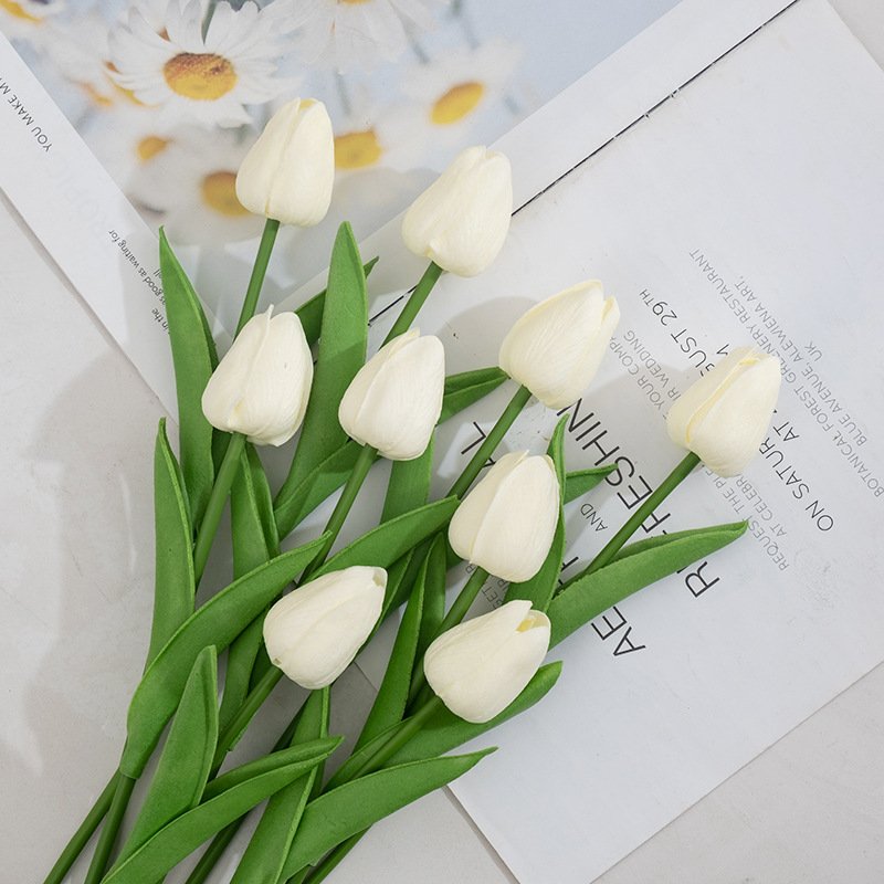 PU Mini Tulip Simulation Flower Artificial Wedding Home Decoration Flower Texture Tulip Simulation Fake Flower Simulated Floral