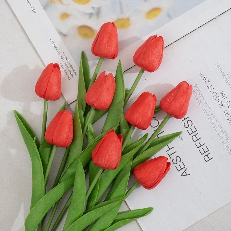 PU Mini Tulip Simulation Flower Artificial Wedding Home Decoration Flower Texture Tulip Simulation Fake Flower Simulated Floral