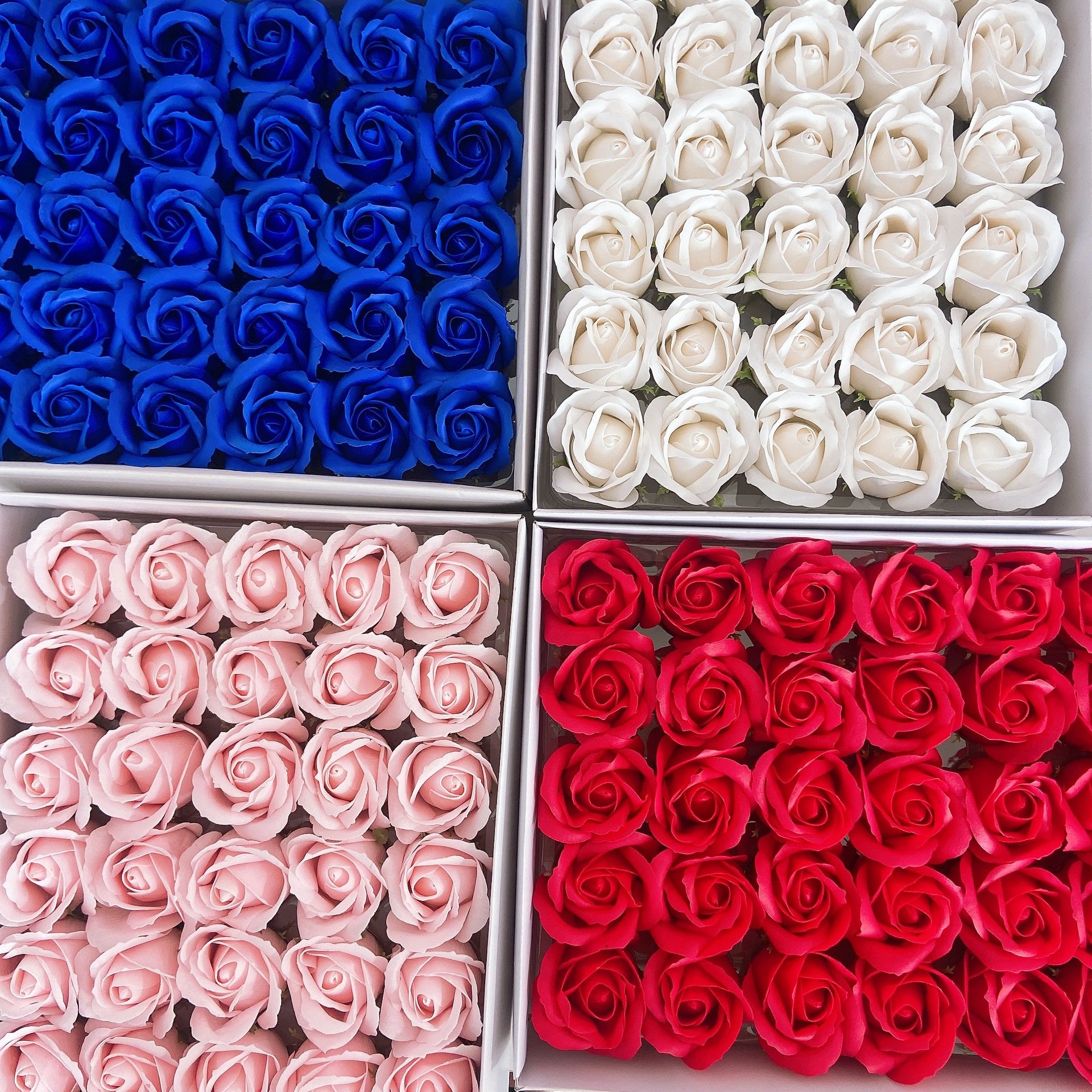 Artificial bath flower 50pcs per box rose 3 layers soap flowers 5cm head foam soap flower roses for wedding and Valentin's day