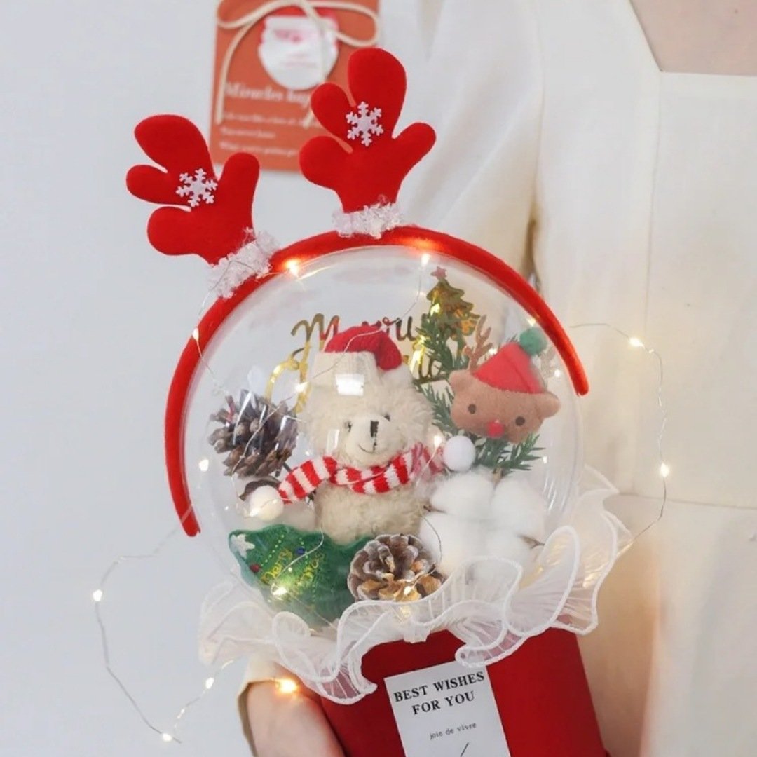 Cute Christmas Teddy Bear Flower Bouquet Plush Bouquet Valentines Day Gift