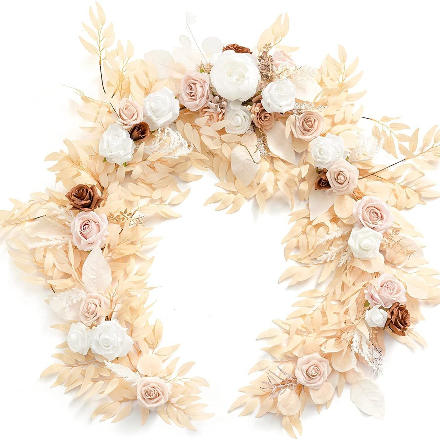 Artificial Garland Dusty Rose Table Runner with Flowers Handcrafted Wedding Centerpieces Arch Flower Garlands