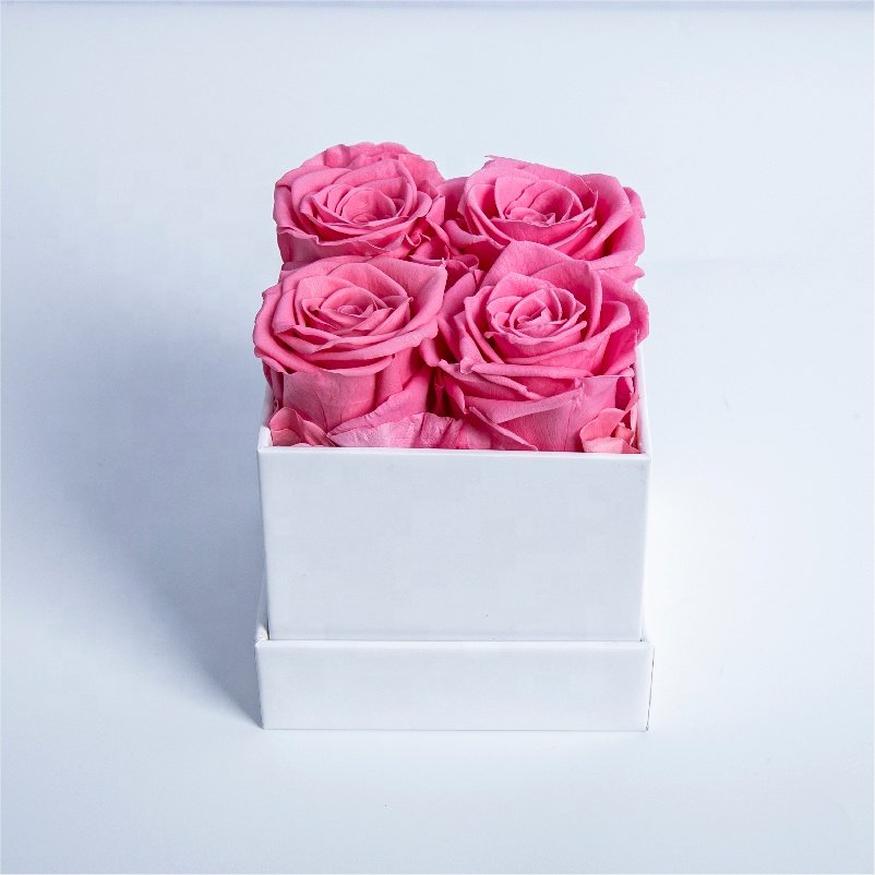 Everlasting 4 Roses Luxury Valentine Gift Preserved Flowers Eternal Roses In Round Box