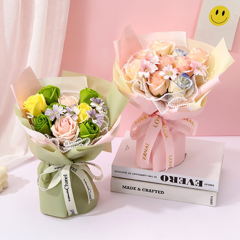 Wholesale Artificial Rose Flower Soap Bouquet Valentines Mother's Day Preserved Flowers Soap Flowers