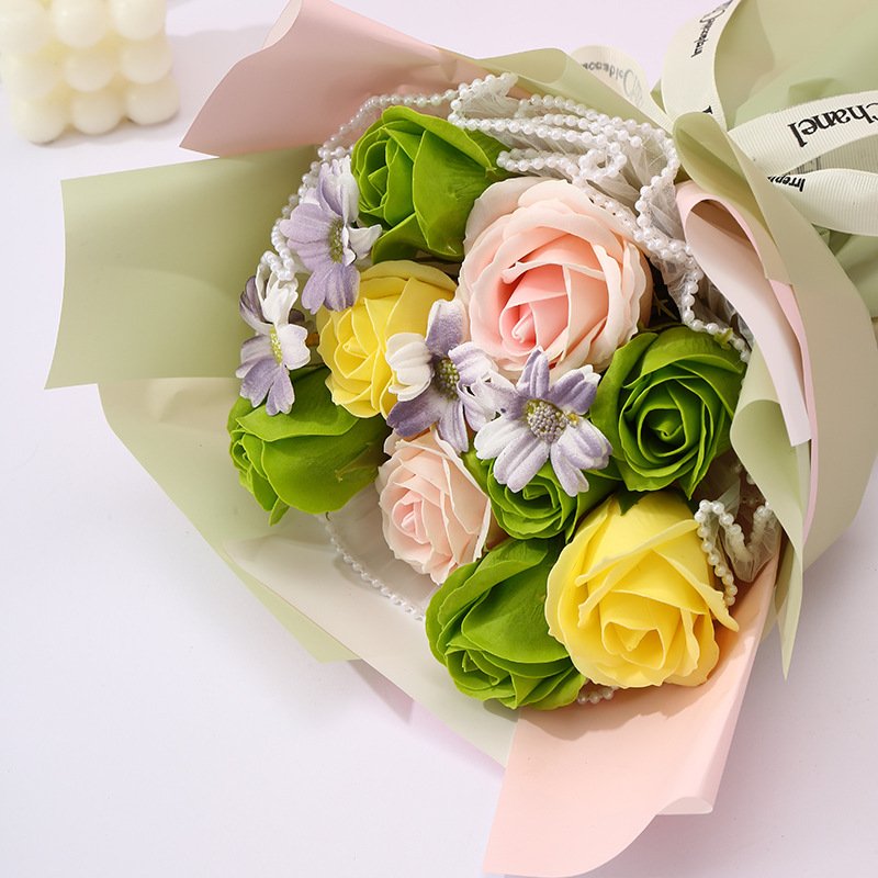 Wholesale Artificial Rose Flower Soap Bouquet Valentines Mother's Day Preserved Flowers Soap Flowers