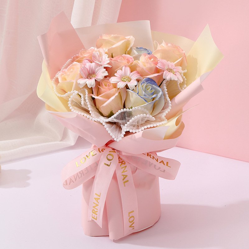 Wholesale Artificial Rose Flower Soap Bouquet Valentines Mother's Day Preserved Flowers Soap Flowers