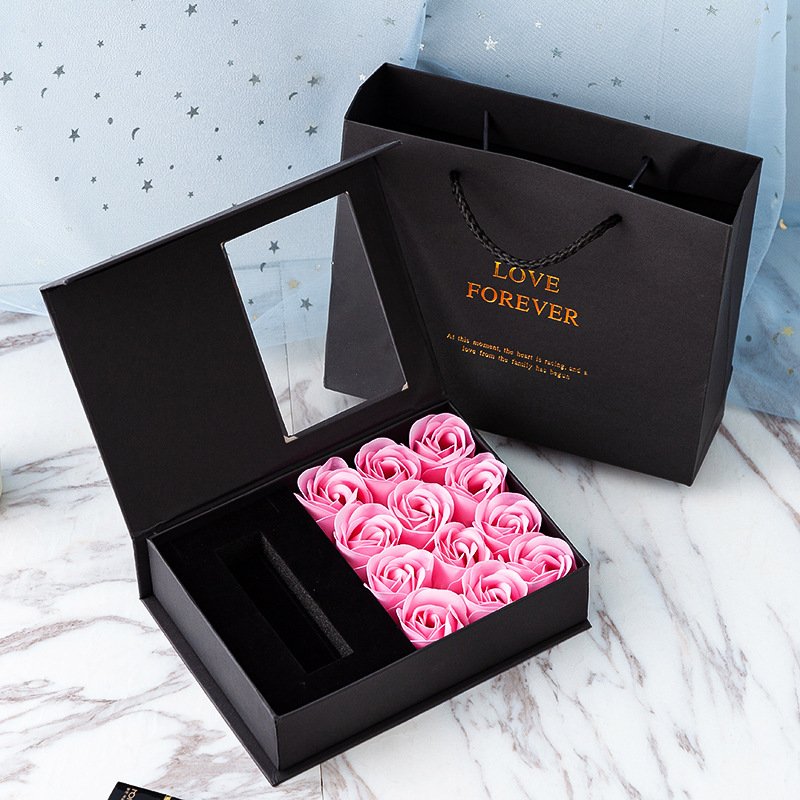 Mother's Day Gifts Valentine's Day Necklace Jewelry Scented Soap Roses Flower Gift Box
