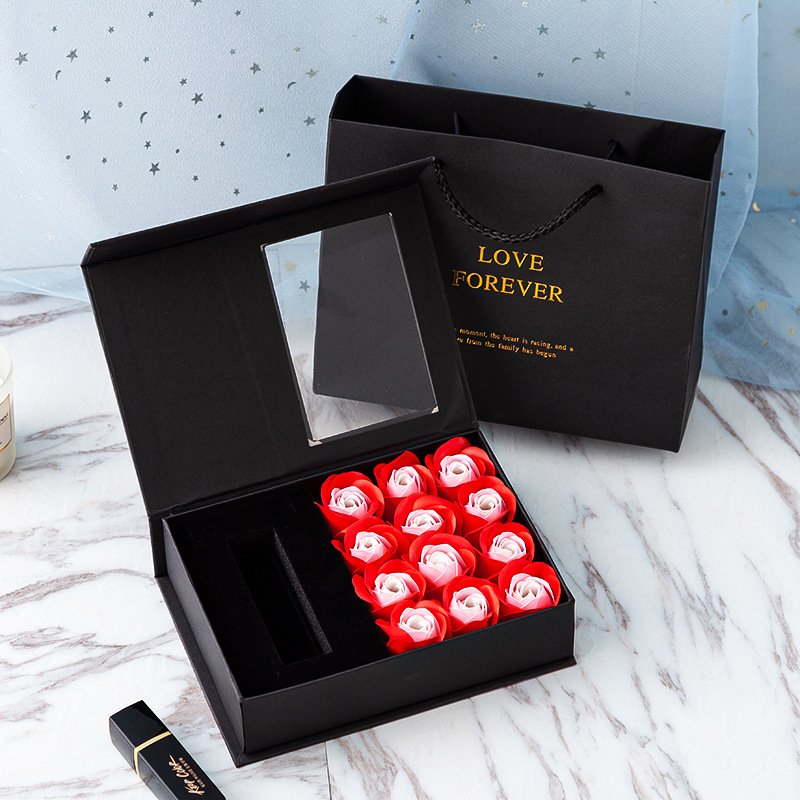 Mother's Day Gifts Valentine's Day Necklace Jewelry Scented Soap Roses Flower Gift Box