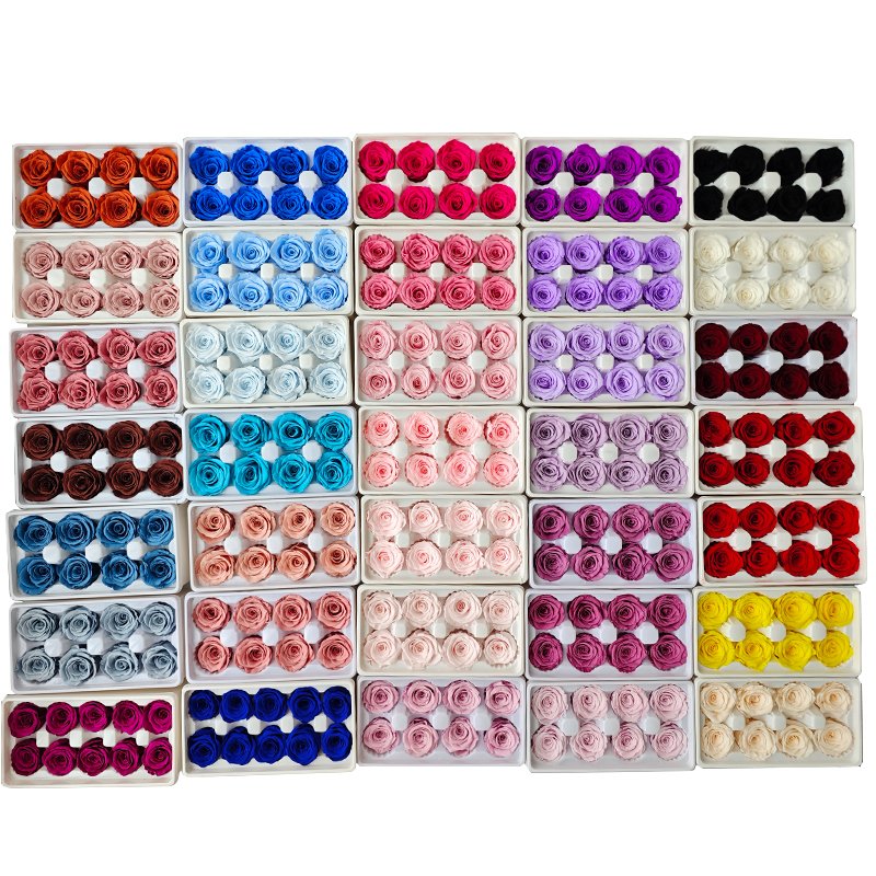 Customizable colors and sizes Preserved Flower Rose Head for Bouquets and artwork production