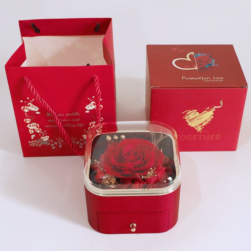 Hot Sell 2024 Everlasting Flower Gifts Immortal Eternal Forever Stabilized Rose Preserved Flower in Jewelry Box