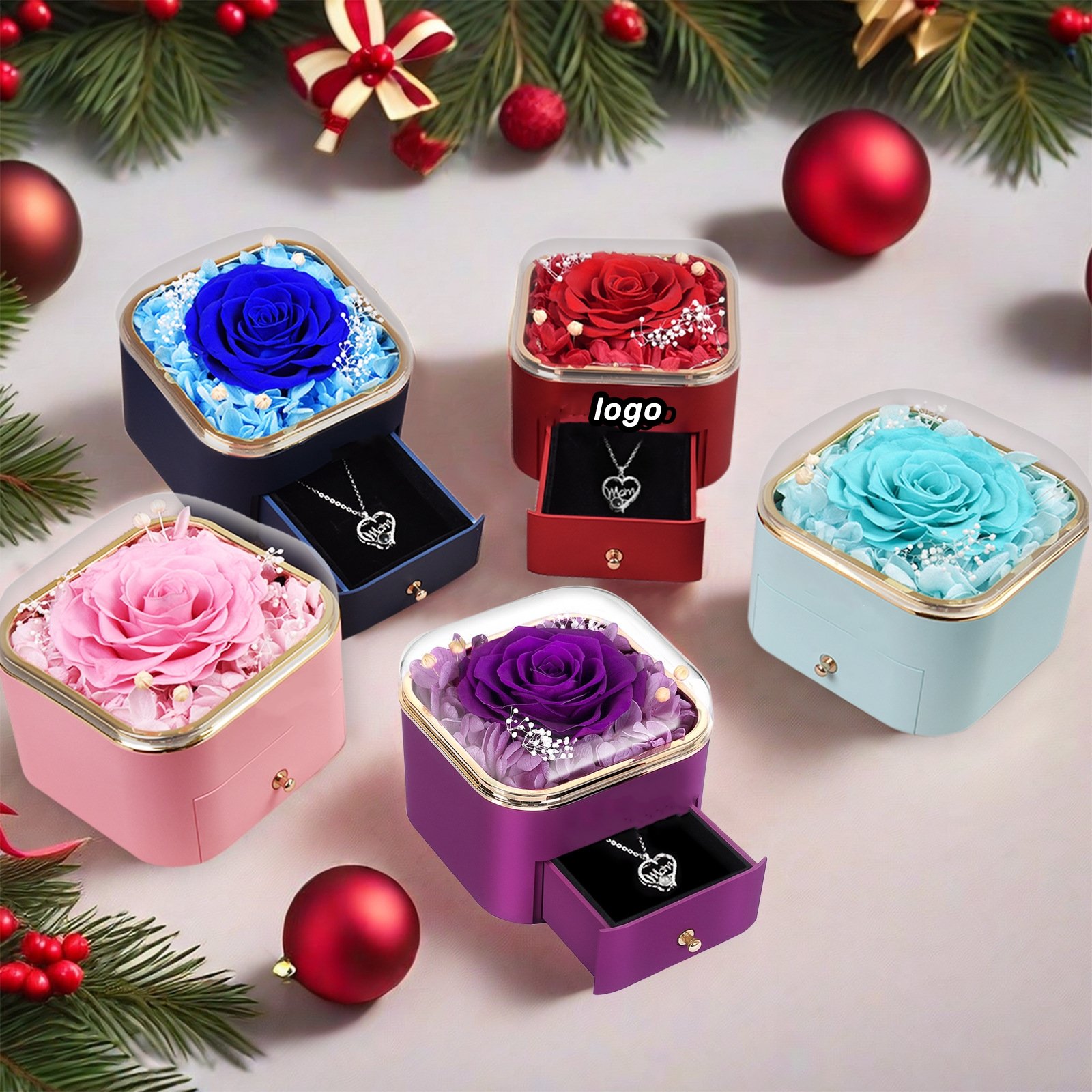 Hot Sell 2024 Everlasting Flower Gifts Immortal Eternal Forever Stabilized Rose Preserved Flower in Jewelry Box