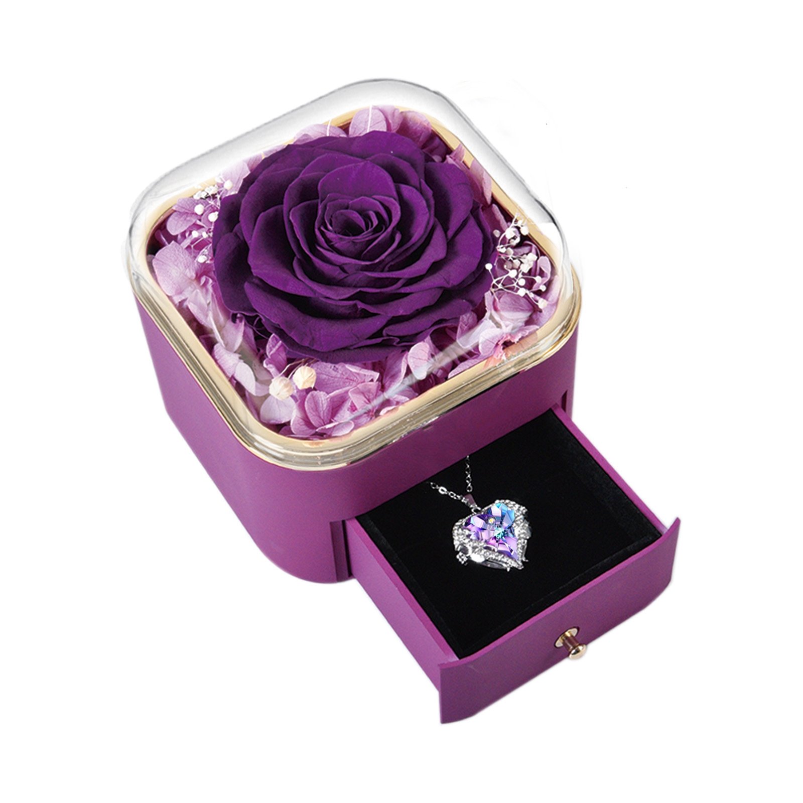 Hot Sell 2024 Everlasting Flower Gifts Immortal Eternal Forever Stabilized Rose Preserved Flower in Jewelry Box