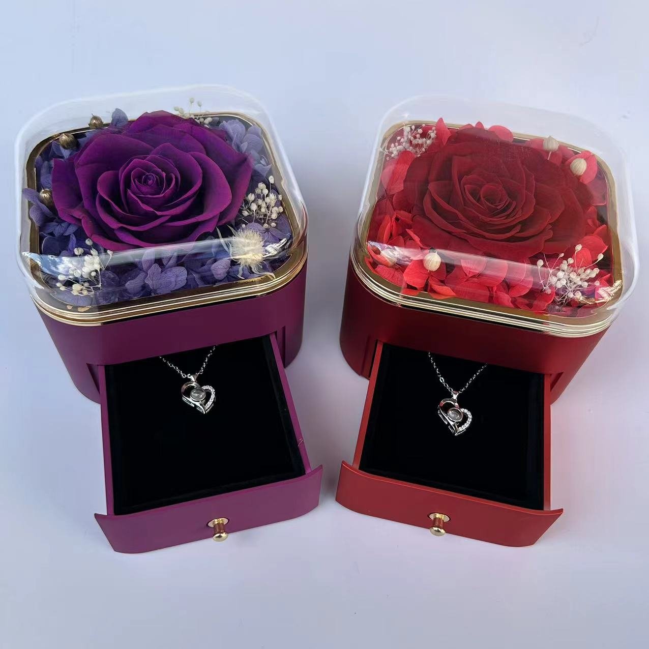 Hot Sell 2024 Everlasting Flower Gifts Immortal Eternal Forever Stabilized Rose Preserved Flower in Jewelry Box