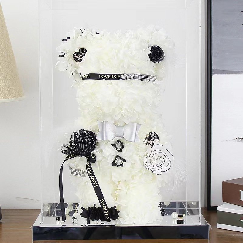 Eternal Flower Violent Bear Birthday Confession Valentine's Day & Christmas Gift for Boyfriend/Girlfriend Rose Bundle