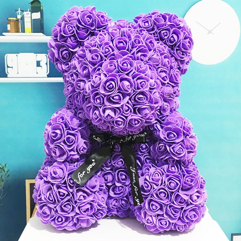Cartoon cute bear succulent artificial flowers bear with flowers gift box set decorative flower bear