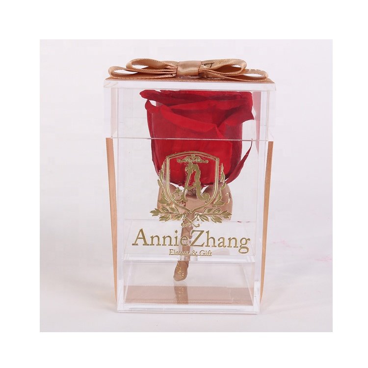Acrylic Flowers Roses UO Square Acrylic Box 16PCS Forever Real Flowers 100% Natural Preserved Roses For Love Gift Occasion Chris