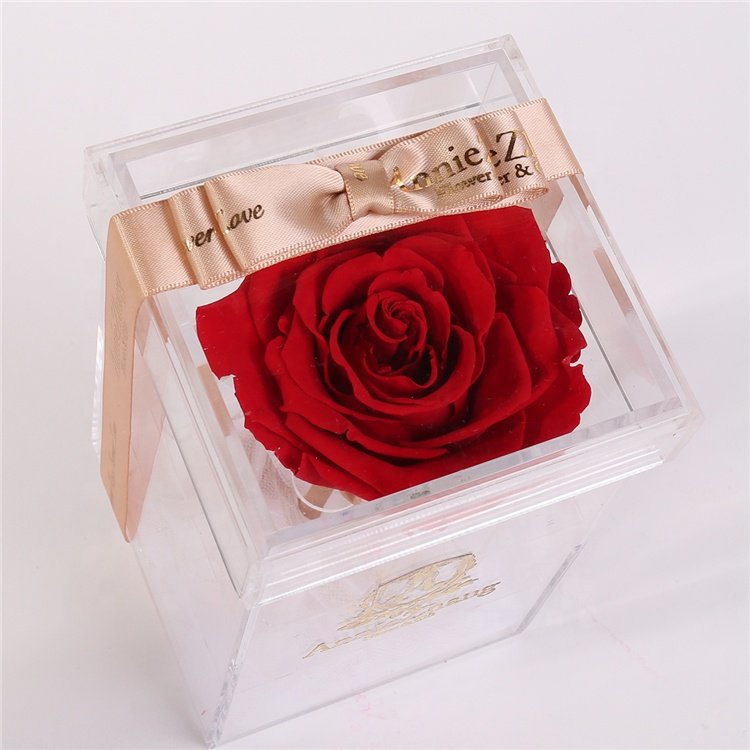 Acrylic Flowers Roses UO Square Acrylic Box 16PCS Forever Real Flowers 100% Natural Preserved Roses For Love Gift Occasion Chris