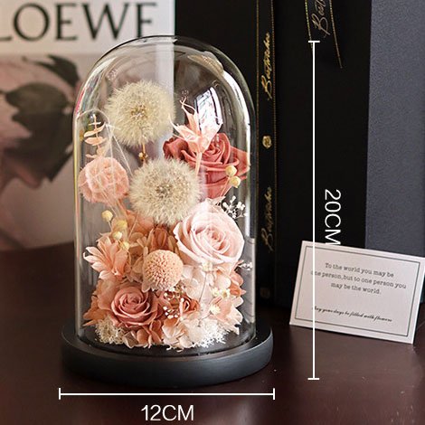Handmade Customized Valentine's Day Preserved Flowers Plants Cover Romantic Gift Forever Roses Preserved Roses In Glass Dome
