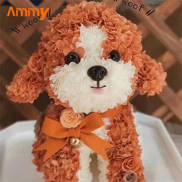 Ammy valentine's day gift Christmas Preserved Flower Dog Eternal flower acrylic gift box wedding decoration gifts for women