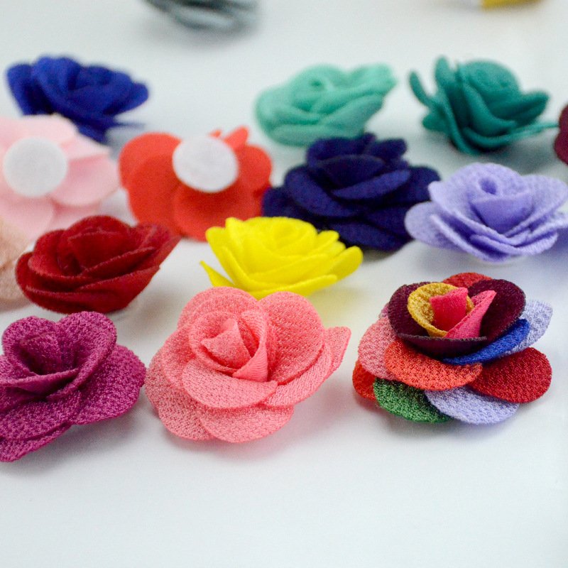 Handmade fabric Flower Colorful Decorative Flower patches garment accessories for clothing