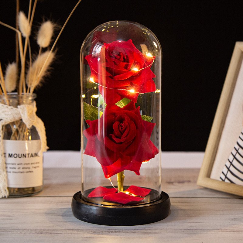 Valentine's Day Decoration Simulation Rose LED Light Preserved Eternal Flower Valentine's Day Gift Mothers' Day