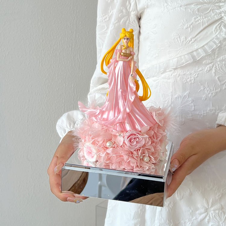 Hot Ribbon Shaped Temperament Goddess Doll Shaped Lamped Decoration Preserved Rose Flower in Gift Boxes