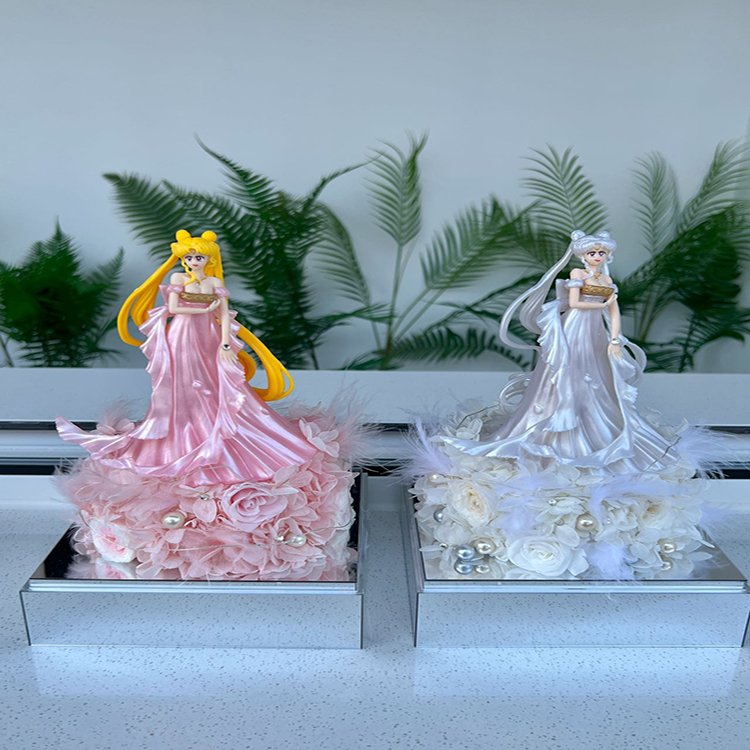 Hot Ribbon Shaped Temperament Goddess Doll Shaped Lamped Decoration Preserved Rose Flower in Gift Boxes