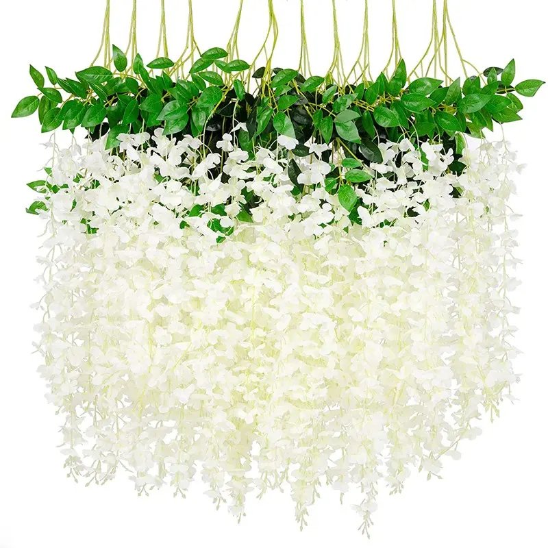 Popular Wisteria Artificial Flower Wisteria Hanging Flowers Wisteria Vine for Wedding Decoration Decorative Flowers & Wreaths